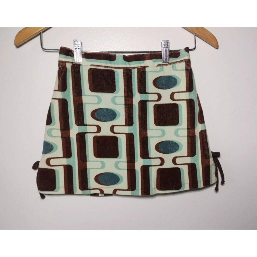 Hannah Kate Girls Corduroy Mini Skirt Size 10 70s Style Abstract School Ties USA